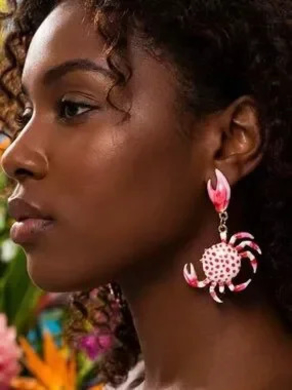 Pink Polka Dot Crab Drop Earrings - Women Jewelry